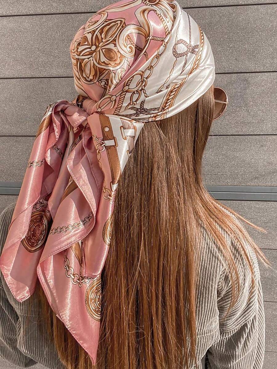 Headband Summer Knit - 1pc Women's Light Pink Printed Satin