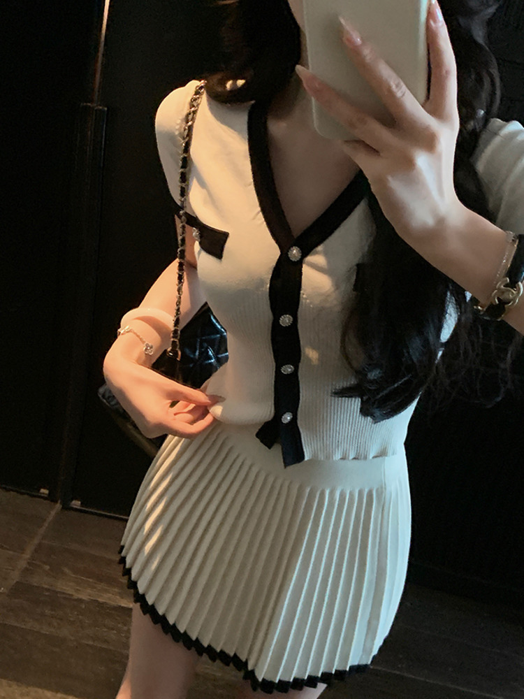French Small Fragrance Knitted - Crop Top Crochet ulasan dan harga