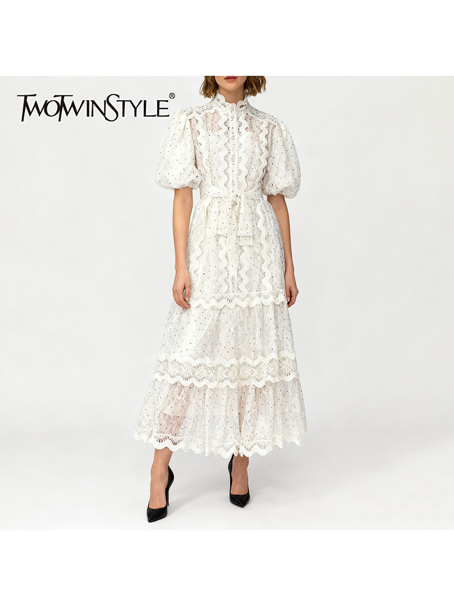TWOTWINSTYLE Dot Print Sheer D - Linen Dress Wrap ulasan dan harga
