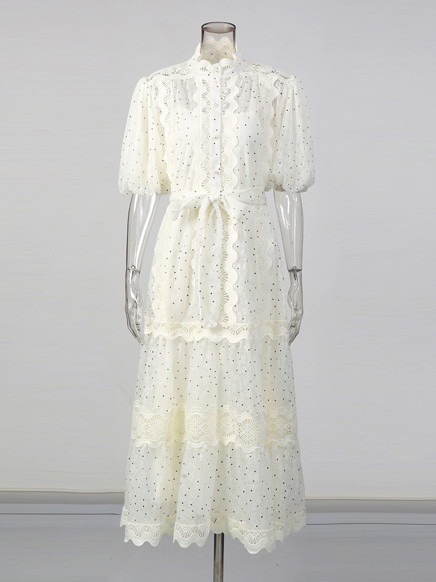 TWOTWINSTYLE Dot Print Sheer D - Linen Dress Wrap ulasan dan harga
