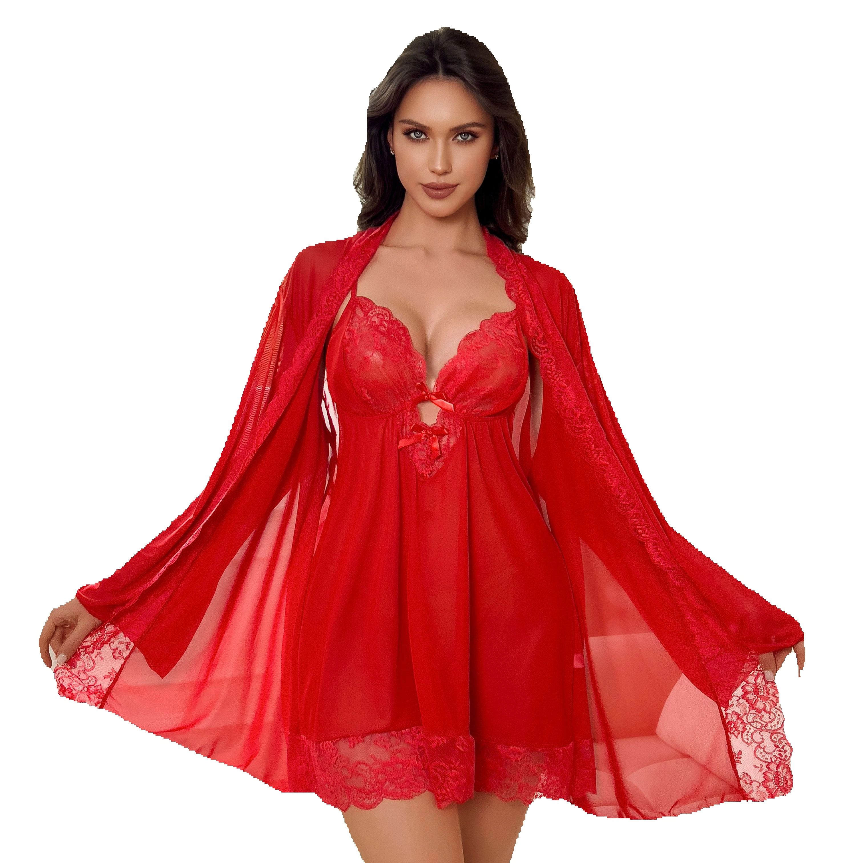 Plus Size Women Sexy Red Sheer - Kimono Sheer Floral ulasan dan harga