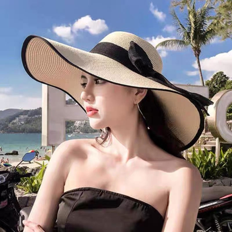 Wide Brim Straw Hat Women Summ - Hat Floppy Wide ulasan dan harga