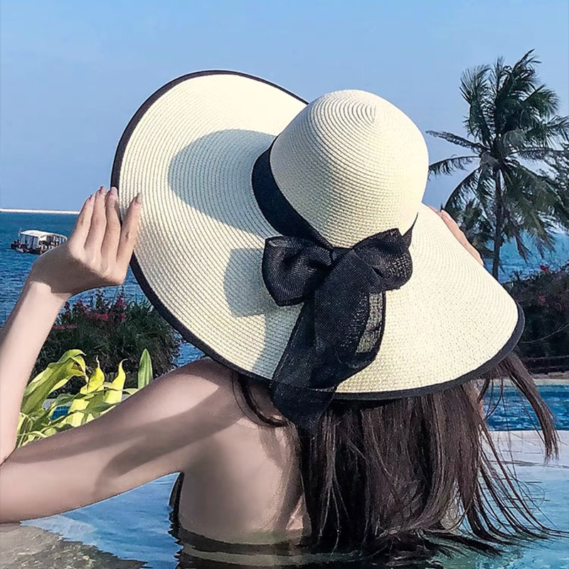 Wide Brim Straw Hat Women Summ - Hat Floppy Wide ulasan dan harga