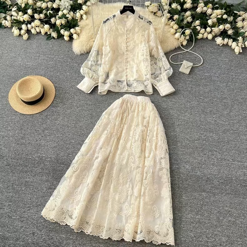 Elegant 2 Piece Long Dress Wom - Midi Skirt Floral ulasan dan harga
