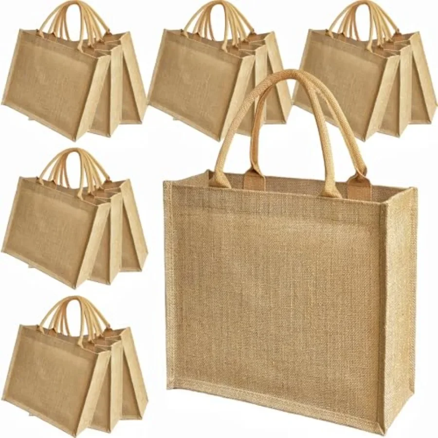 15 Pack Burlap Tote Bags 12x12 - Tote Bag Beach ulasan dan harga