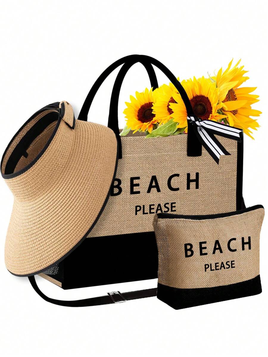 Beach Tote Bag Set With Sun Vi - Tote Bag Beach ulasan dan harga