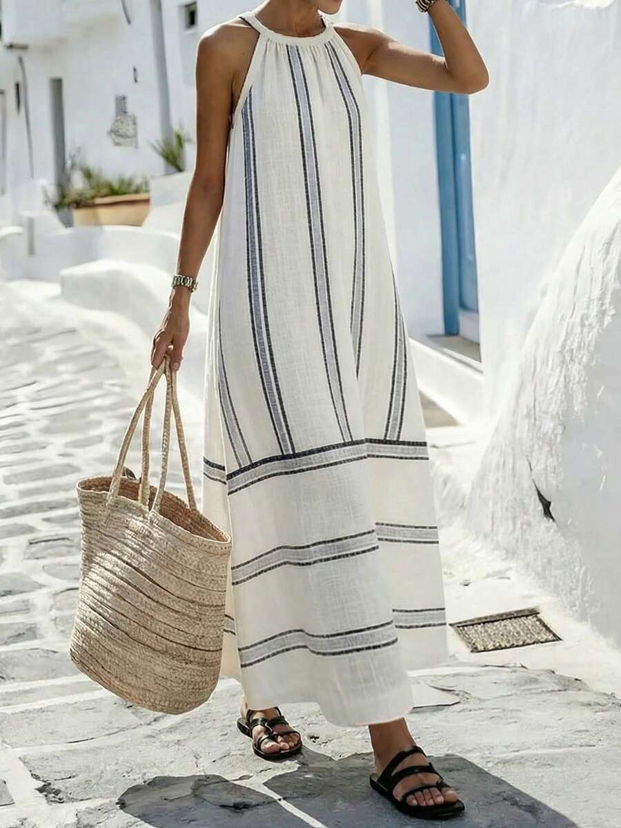 Women Sleeveless Halter Maxi D - Maxi Dress Halter ulasan dan harga