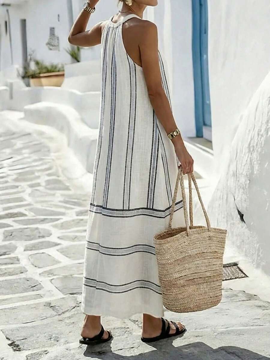 Women Sleeveless Halter Maxi D - Maxi Dress Halter ulasan dan harga