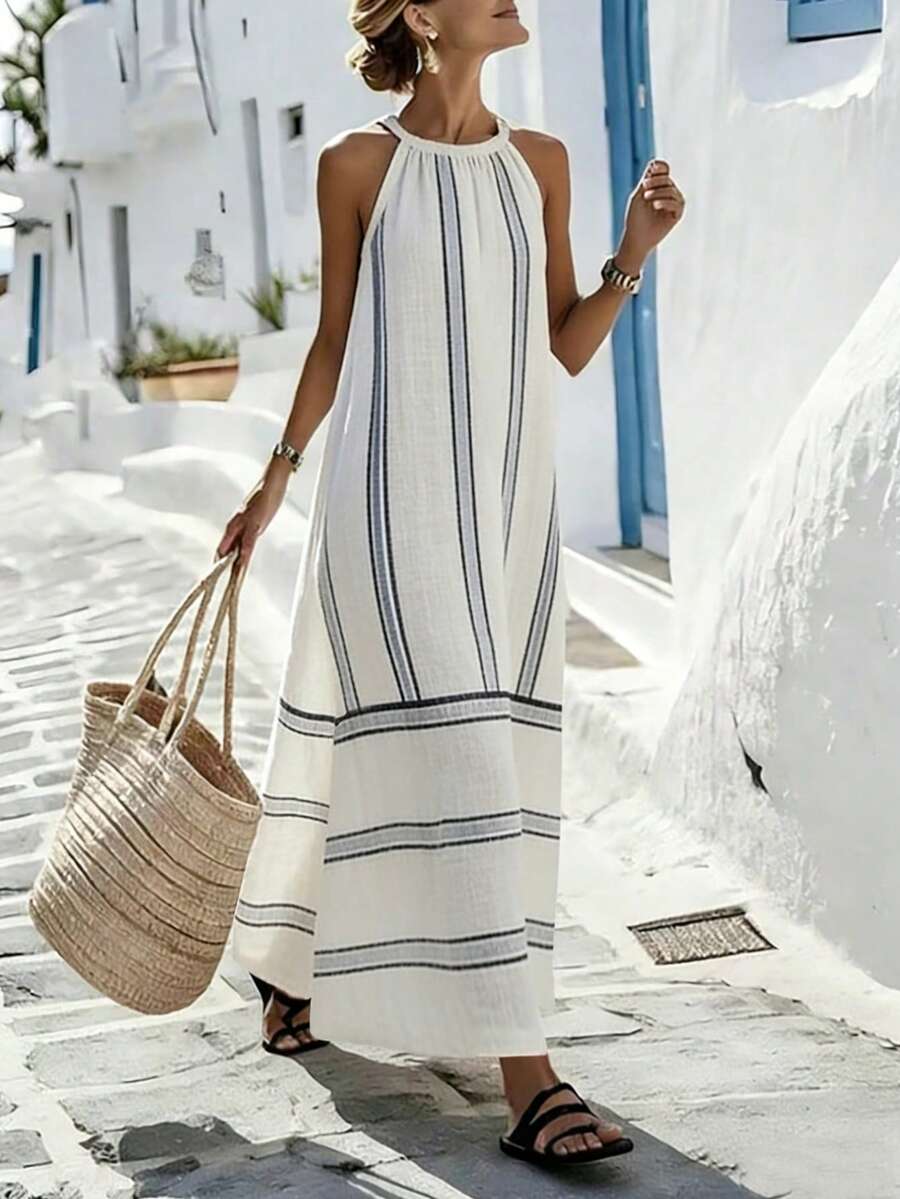 Women Sleeveless Halter Maxi D - Maxi Dress Halter ulasan dan harga