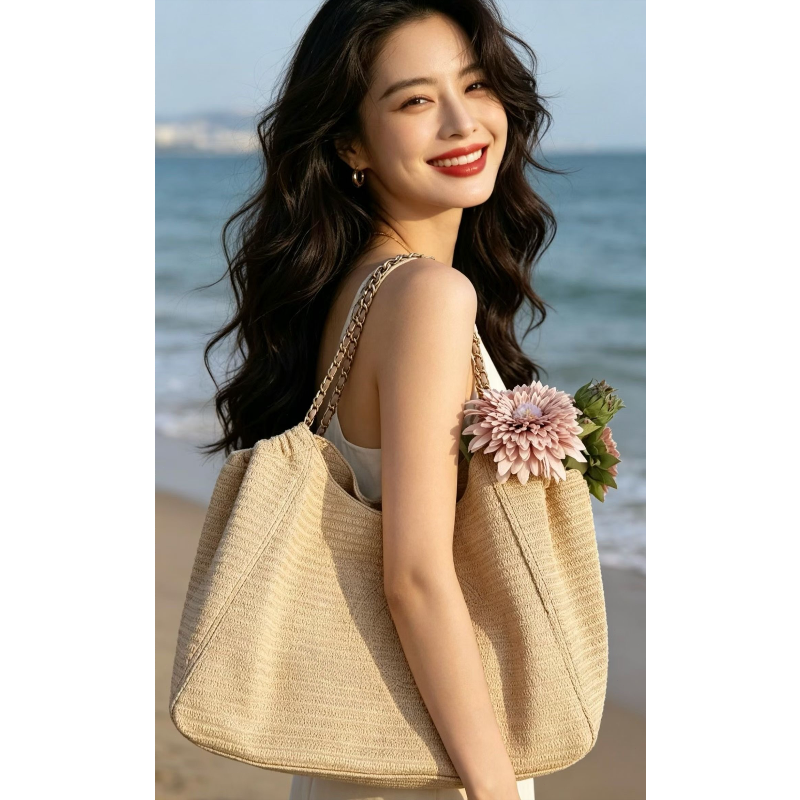 Chain Raffia 2026 Summer Beach - Tote Bag Beach ulasan dan harga