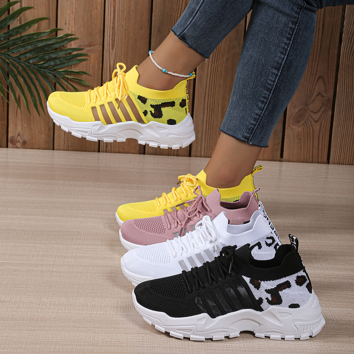 Leopard Print Knit Women's Sne - Wedge Espadrille Women ulasan dan harga