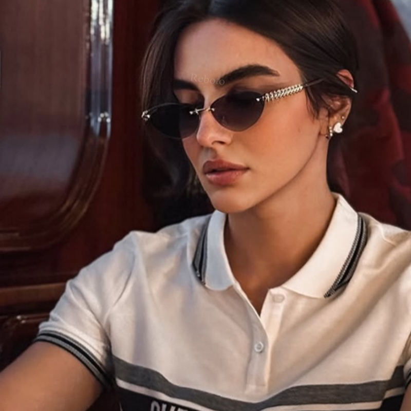New Cat Eye Rivet Rimless Sung - Sunglasses Cat Eye ulasan dan harga
