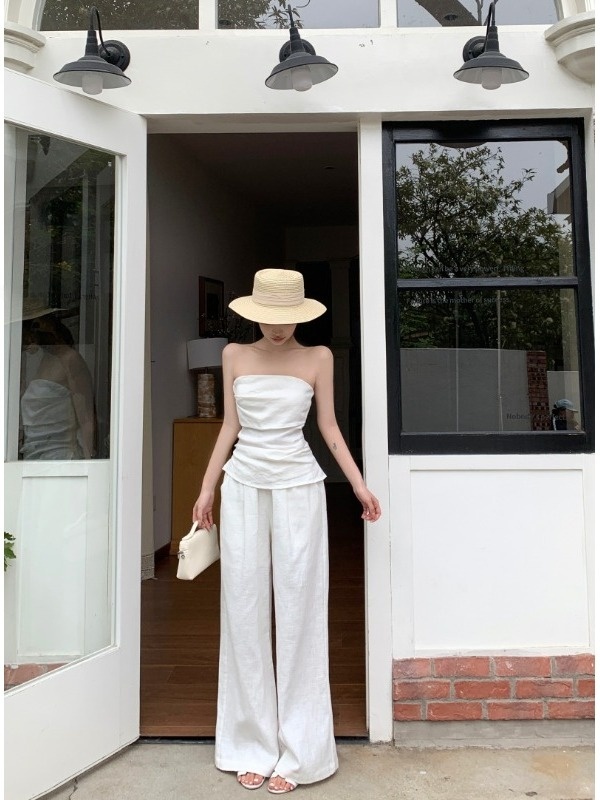 Elegant Cotton Linen Set Women - Linen Pant Wide ulasan dan harga