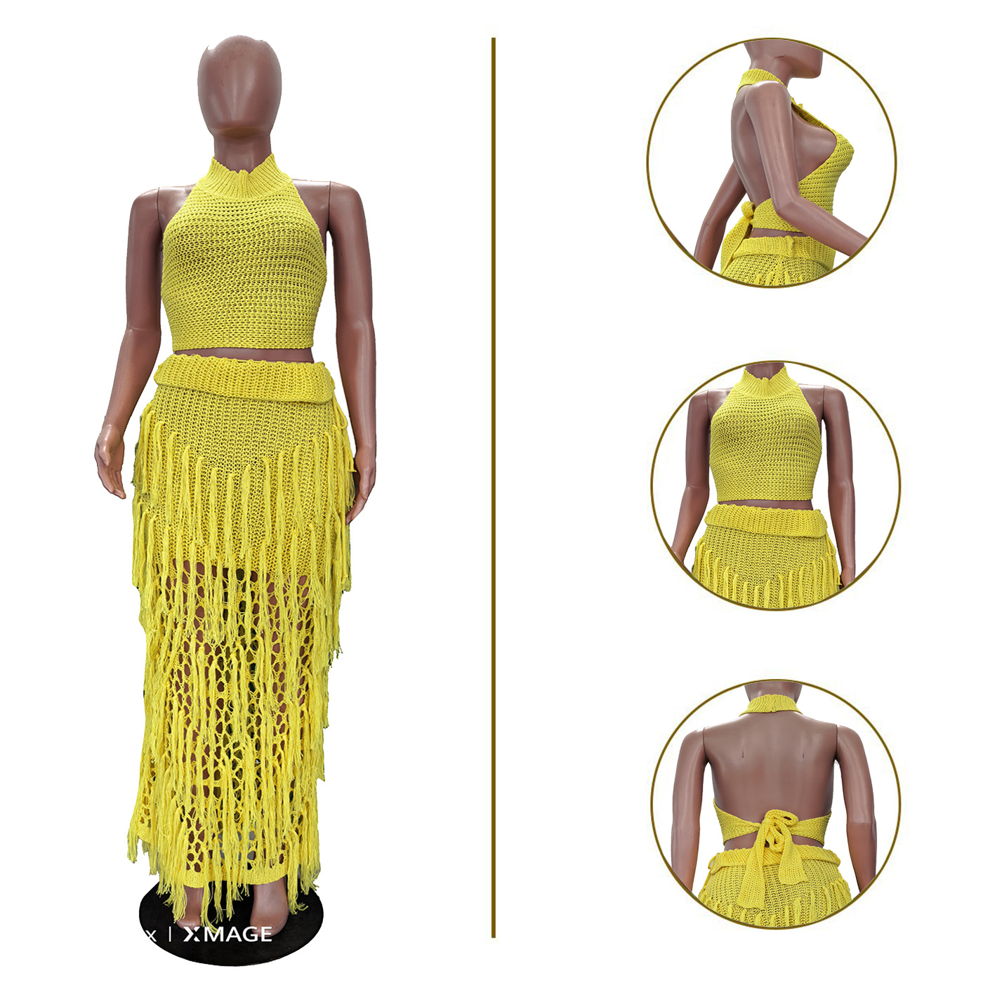 Crochet Knit Maxi Dress 2 Piec - Maxi Dress Halter ulasan dan harga