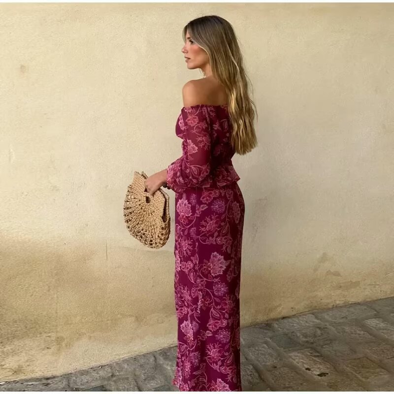 Women's Fashion Printed Off-Sh - Blouse Off Shoulder ulasan dan harga