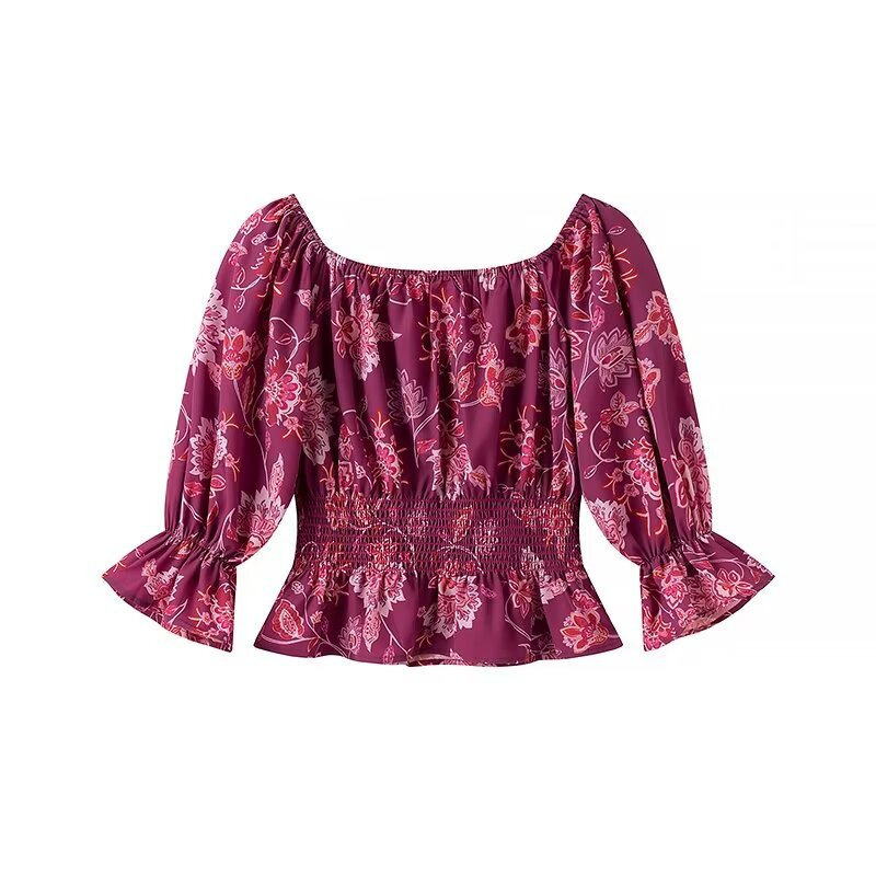 Women's Fashion Printed Off-Sh - Blouse Off Shoulder ulasan dan harga
