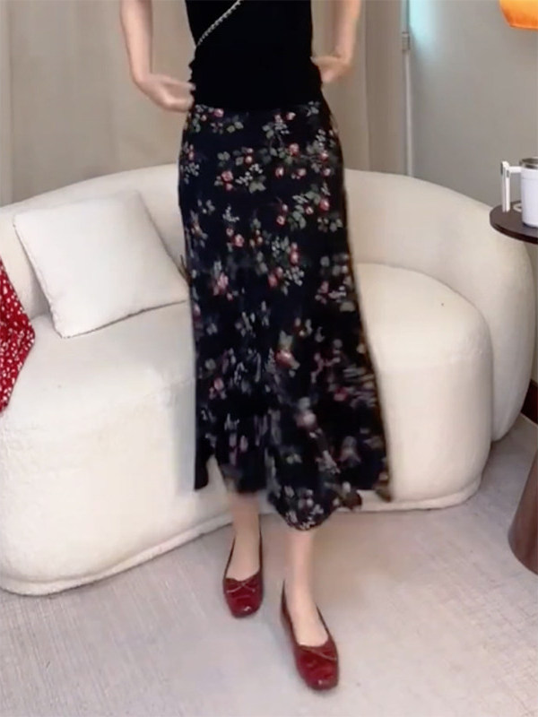 Summer New High Waist Floral P - Midi Skirt Floral ulasan dan harga