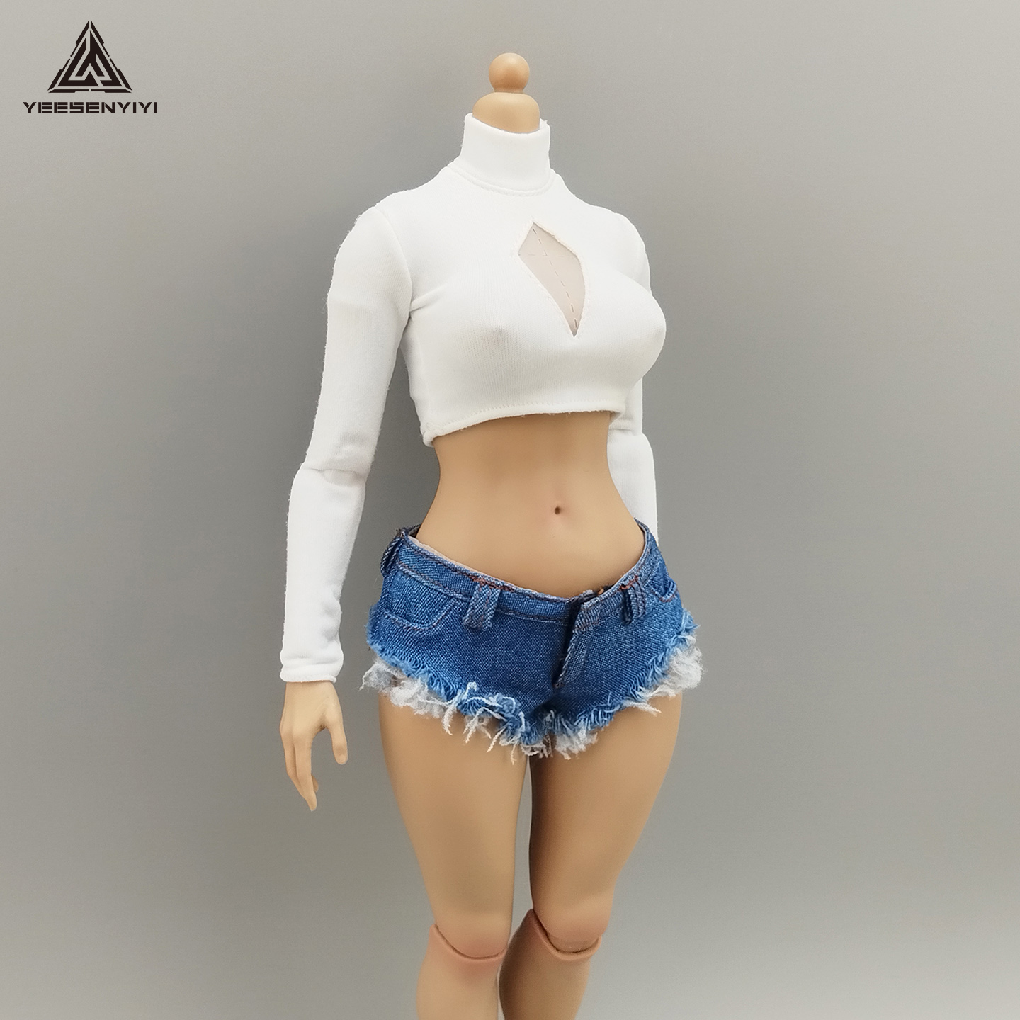 1/6 Scale Distressed Denim Min - Shorts Denim Frayed ulasan dan harga