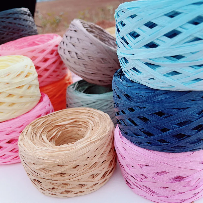 180m raffia Yarn paper Grass f - Crochet Bag Raffia ulasan dan harga