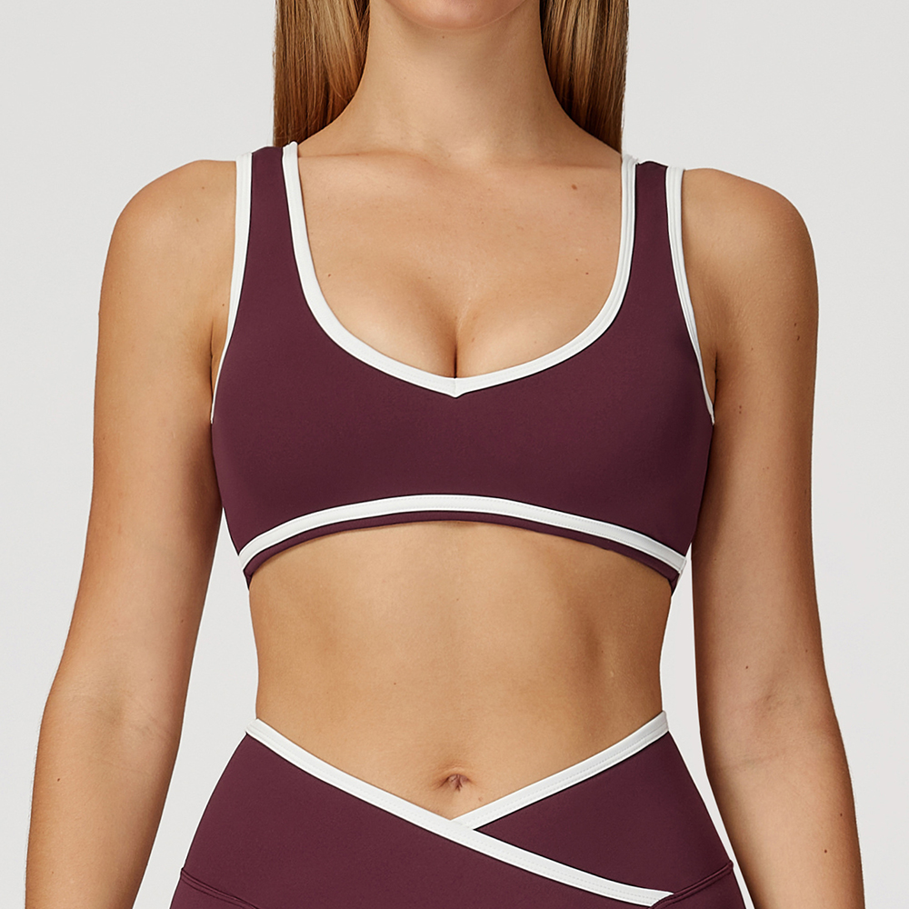 V-Neck Sports Bra Women Top Pu - Crop Top Crochet ulasan dan harga