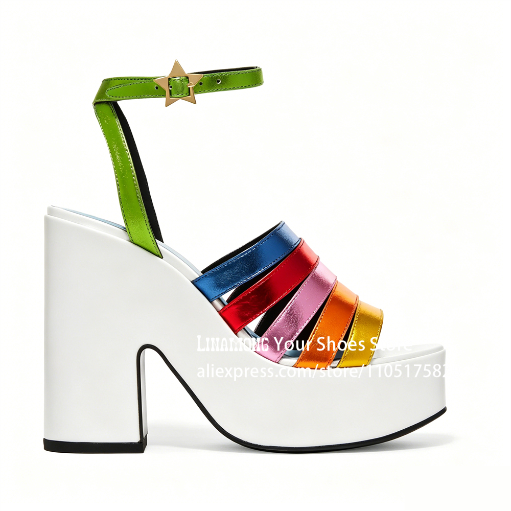 Multicolor Strappy Chunky Heel - Sandal Strappy Heeled ulasan dan harga