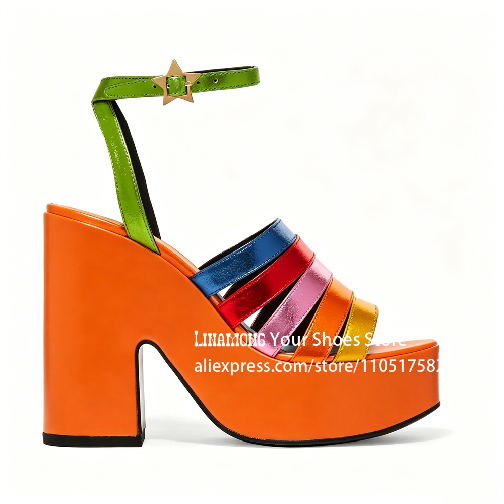 Multicolor Strappy Chunky Heel - Sandal Strappy Heeled ulasan dan harga
