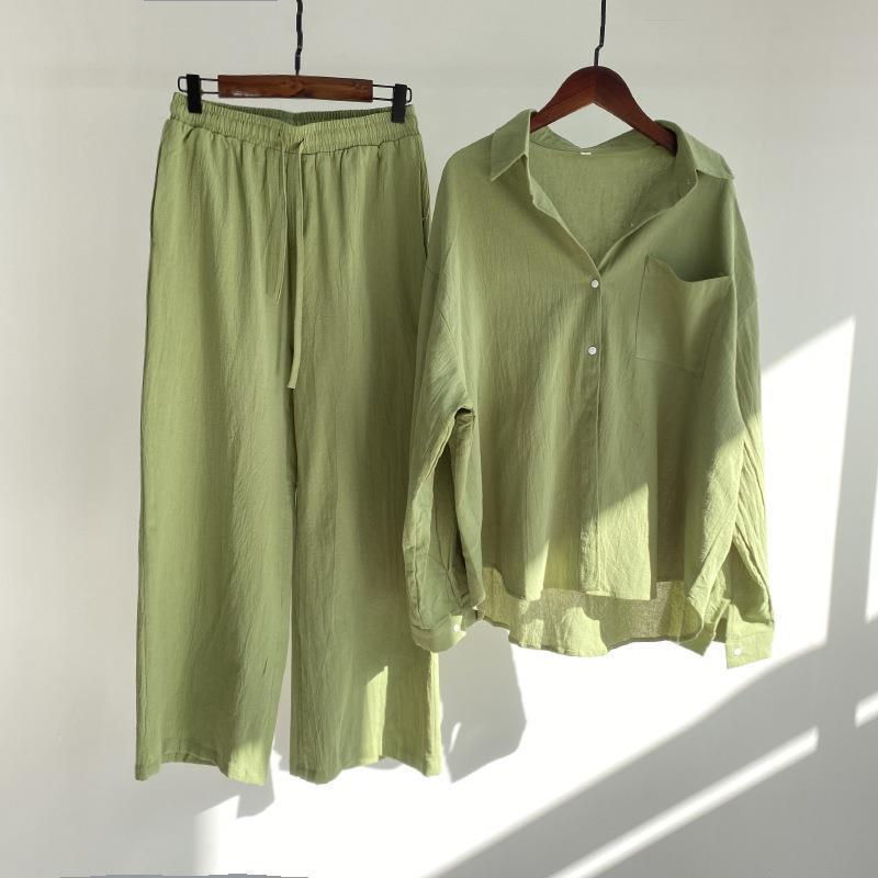 Women Cotton Linen 2 Piece Set - Linen Pant Wide ulasan dan harga