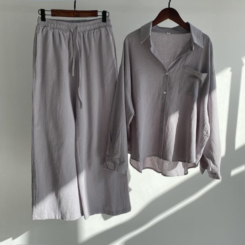 Women Cotton Linen 2 Piece Set - Linen Pant Wide ulasan dan harga
