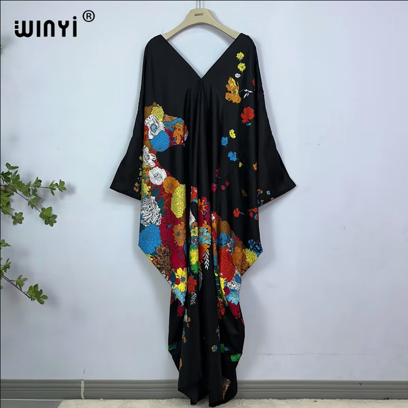WINYI print summer maxi dress  - Cover Up Kaftan ulasan dan harga
