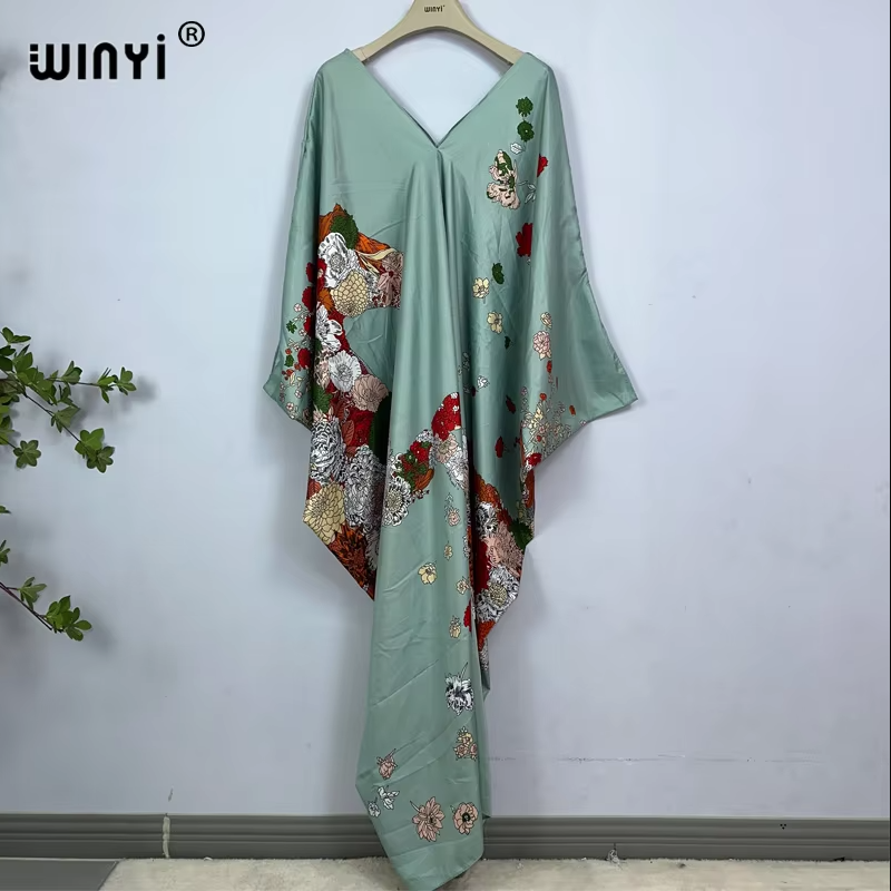 WINYI print summer maxi dress  - Cover Up Kaftan ulasan dan harga