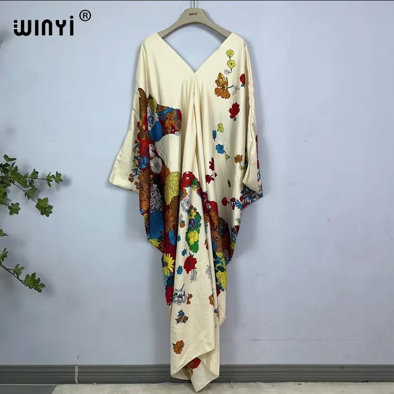 WINYI print summer maxi dress  - Cover Up Kaftan ulasan dan harga