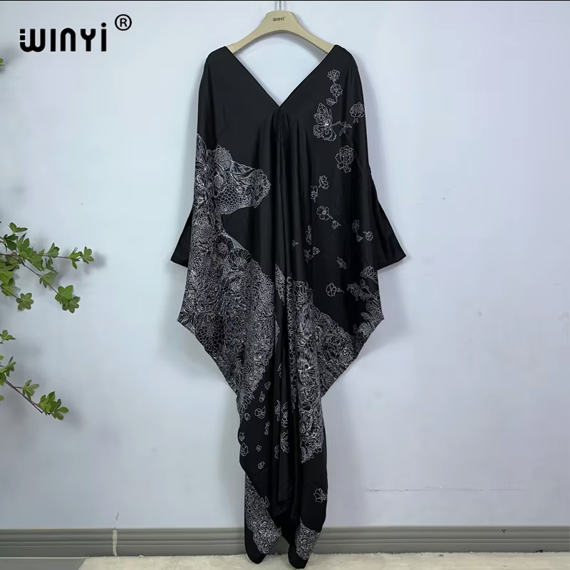 WINYI print summer maxi dress  - Cover Up Kaftan ulasan dan harga