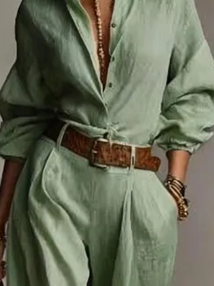 Spring Summer Temperament Soli - Linen Pant Wide ulasan dan harga