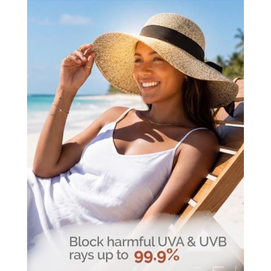 Hat Hut Wide Brim Beach Sun Ha - Hat Floppy Wide ulasan dan harga