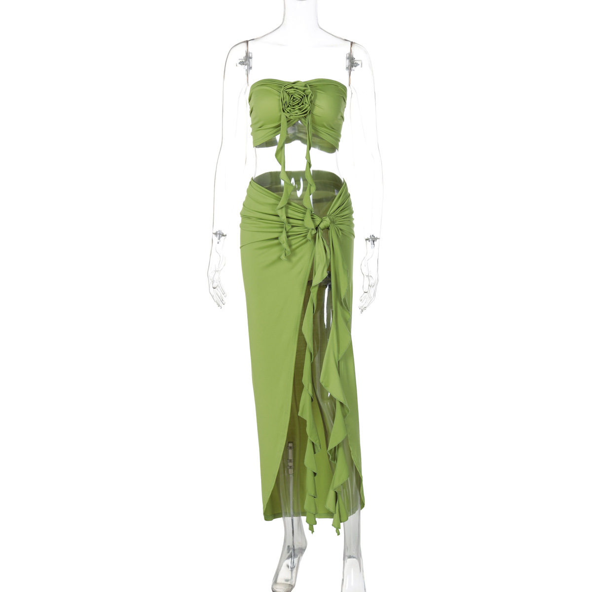 New Women Ruffles Split Midi S - Midi Skirt Floral ulasan dan harga