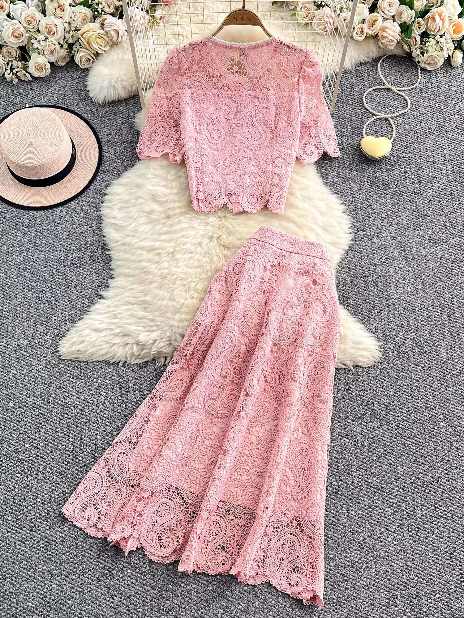Elegant Pearl Long Dress Suits - Midi Skirt Floral ulasan dan harga