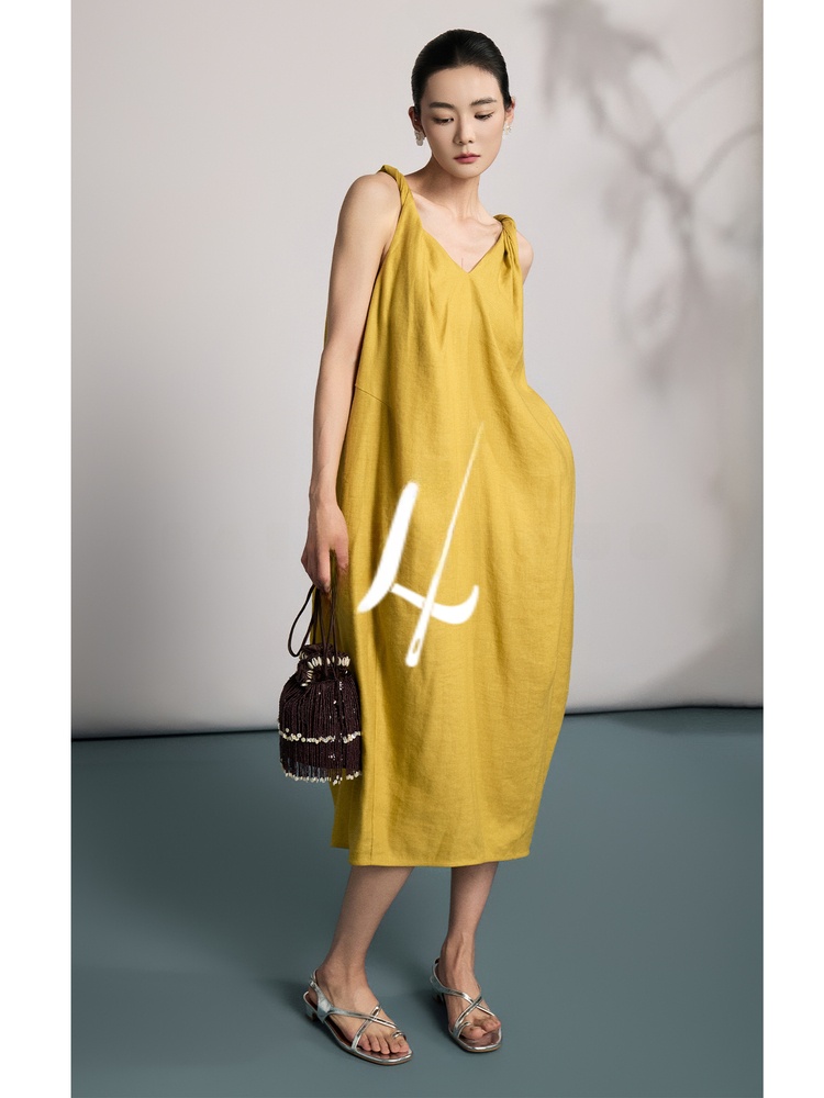 Natural Linen Summer New Style - Linen Dress Wrap ulasan dan harga