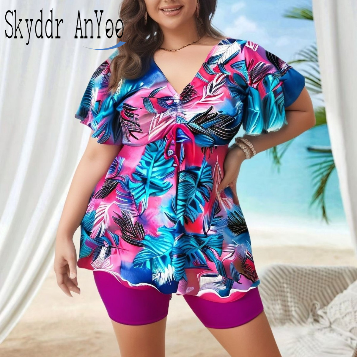 Women's Plus Size Tankini Swim - Romper Floral Print ulasan dan harga