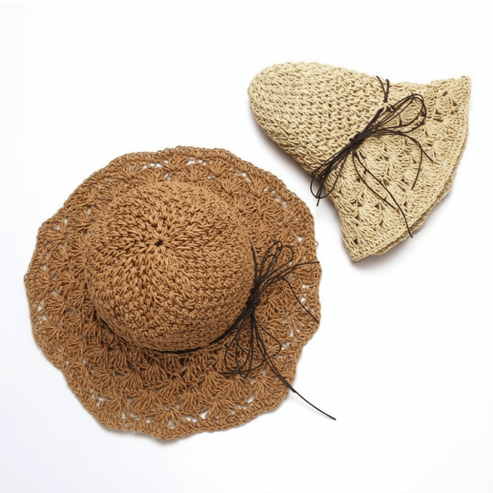Handwoven Crochet Straw Hat Fo - Hat Floppy Wide ulasan dan harga