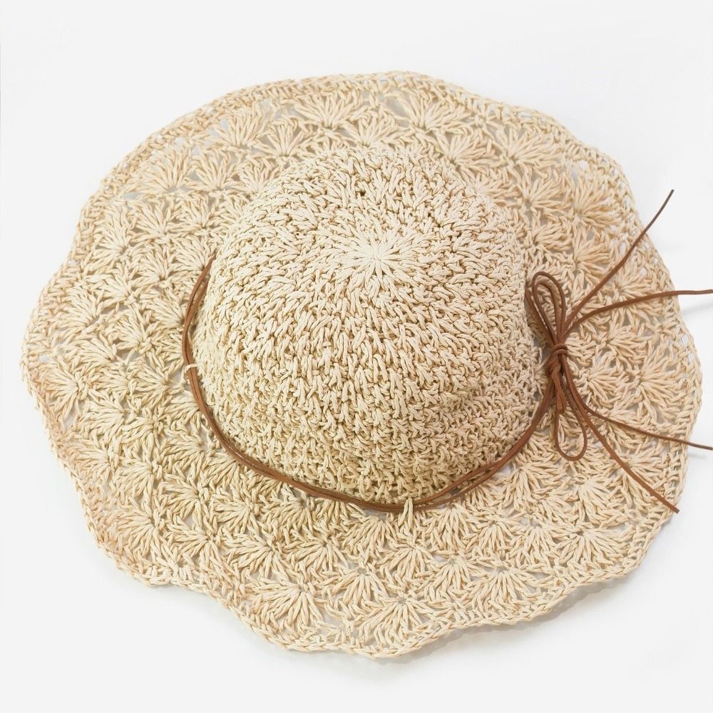 Handwoven Crochet Straw Hat Fo - Hat Floppy Wide ulasan dan harga