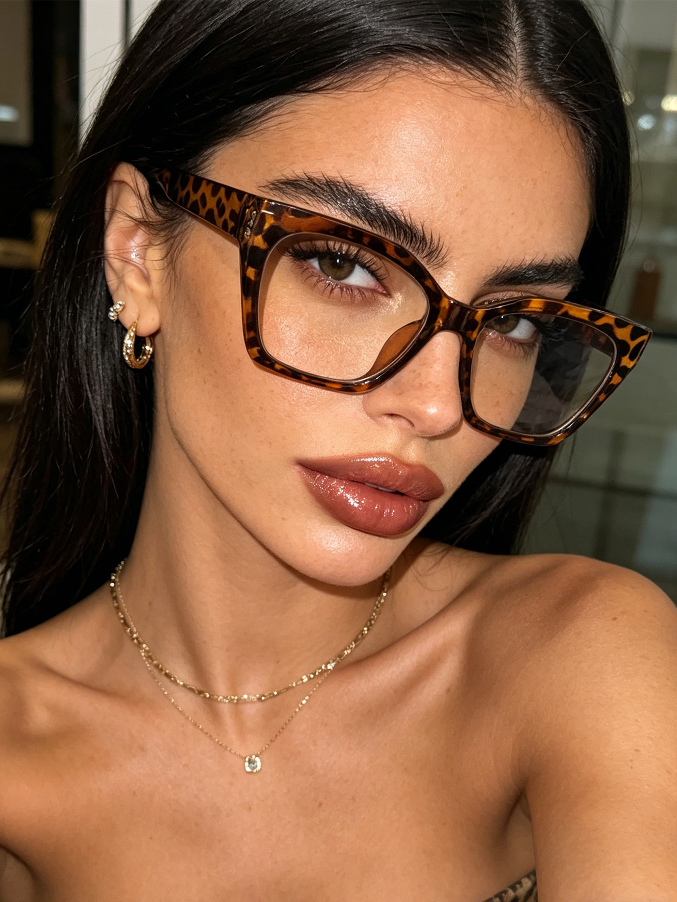 1Pc High-End Leopard Print Cat - Sunglasses Cat Eye ulasan dan harga