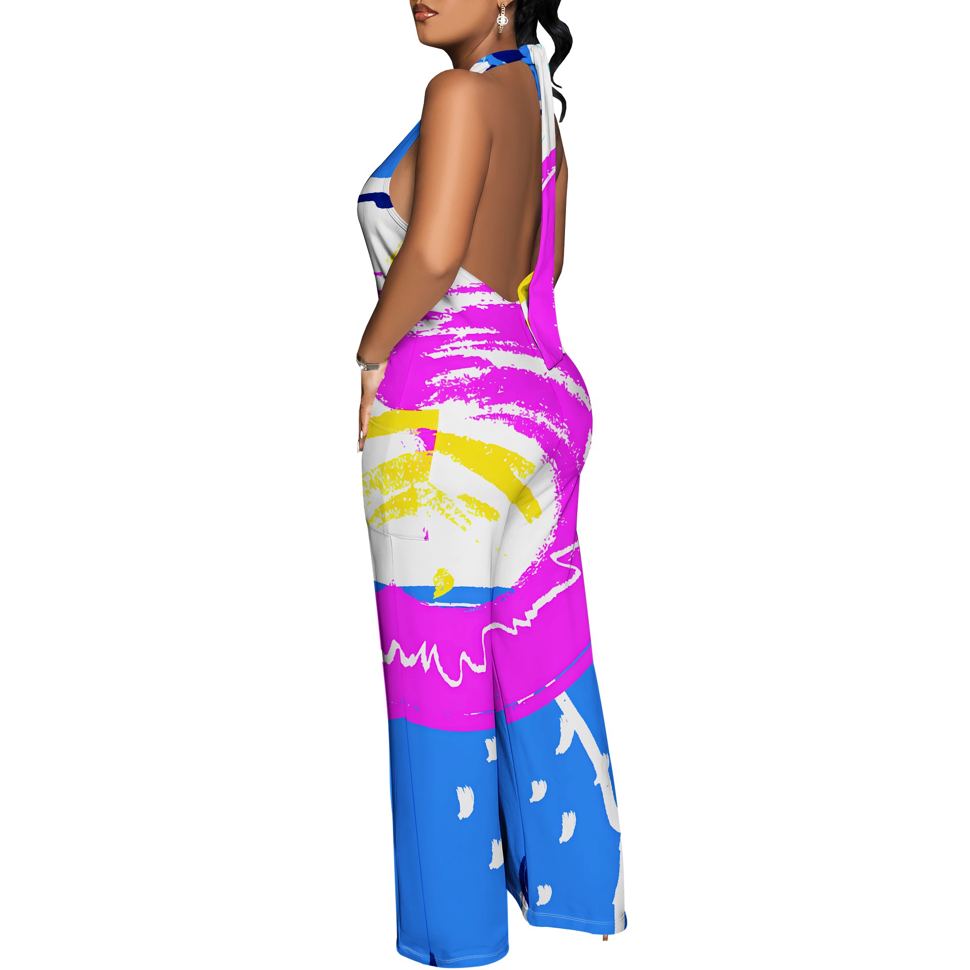 Bold Abstract Brushstroke Halt - Maxi Dress Halter ulasan dan harga