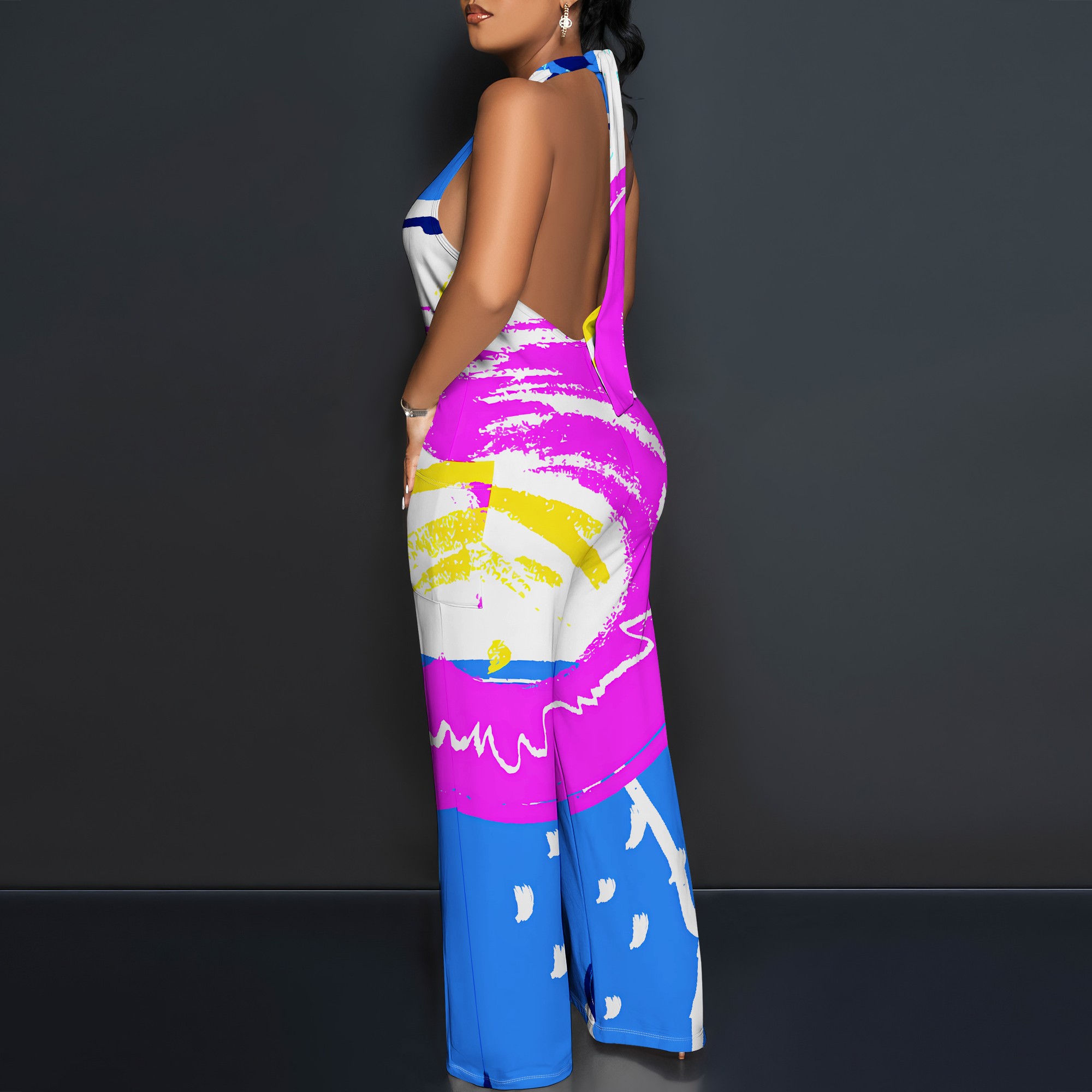 Bold Abstract Brushstroke Halt - Maxi Dress Halter ulasan dan harga