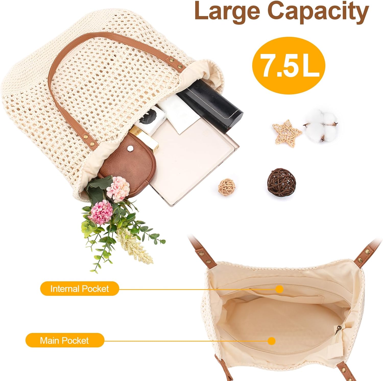 Crochet Beach Bag Purse, Boho  - Tote Bag Beach ulasan dan harga