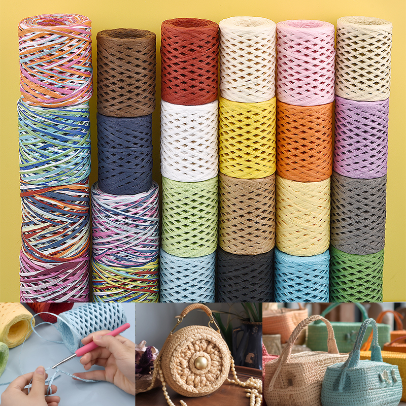 100M Natural Raffia Straw Yarn - Crochet Bag Raffia ulasan dan harga
