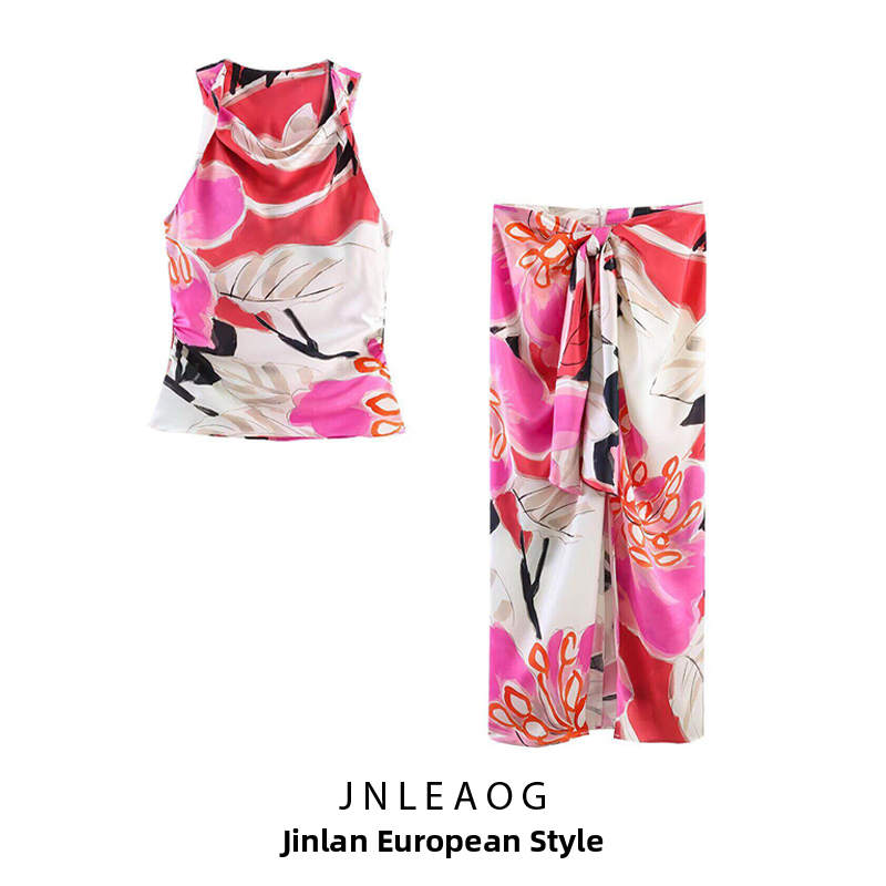 JNLEAOG Summer New Women's Sil - Midi Skirt Floral ulasan dan harga