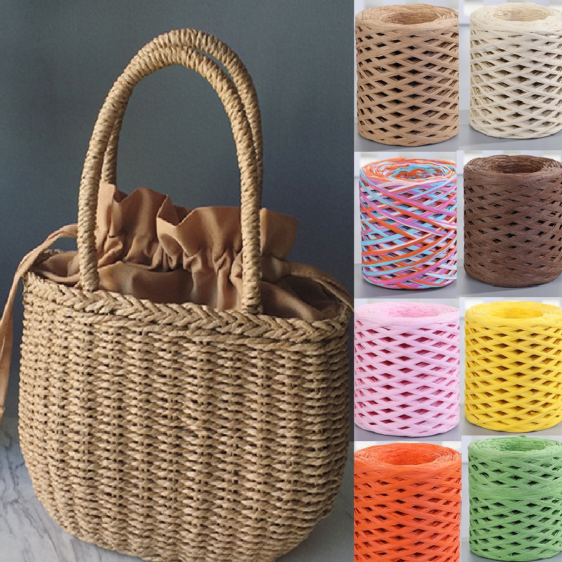 200m Natural Raffia Straw Yarn - Crochet Bag Raffia ulasan dan harga