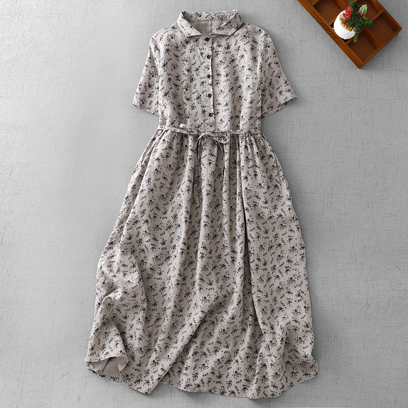 Summer Floral Cotton Linen Dr  - Midi Skirt Floral ulasan dan harga