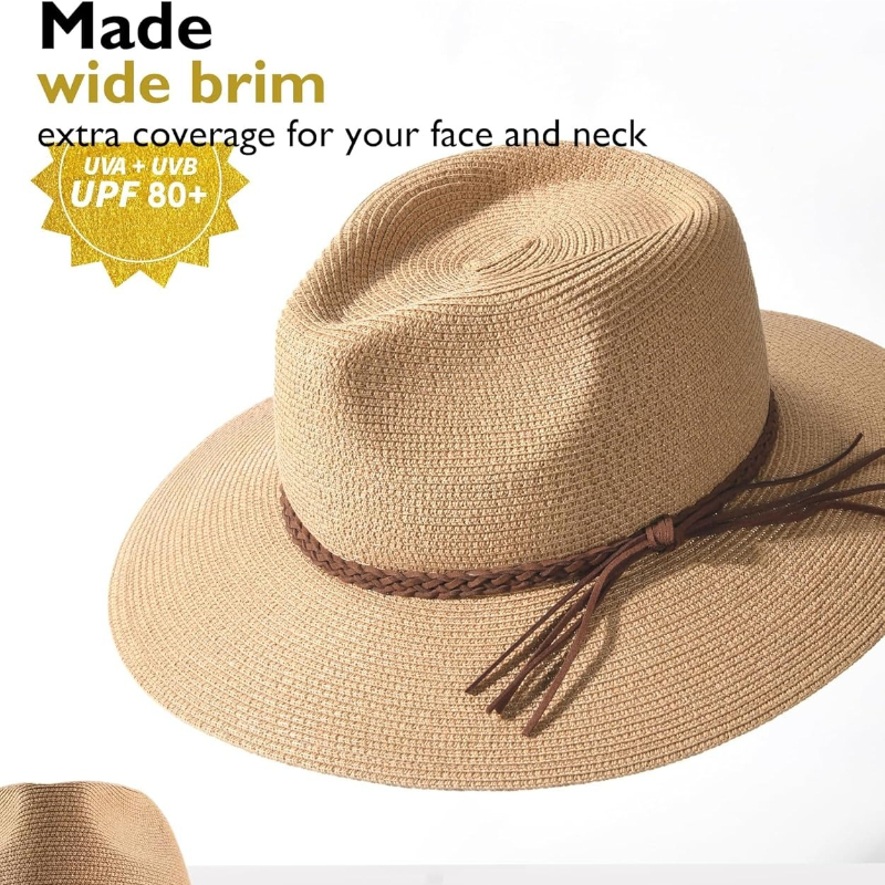 1pc Summer Straw Beach Sun Hat - Hat Floppy Wide ulasan dan harga