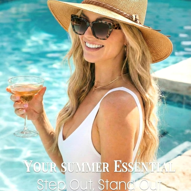1pc Summer Straw Beach Sun Hat - Hat Floppy Wide ulasan dan harga